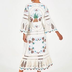 New FARM Rio Embroidered Scarf Dress L